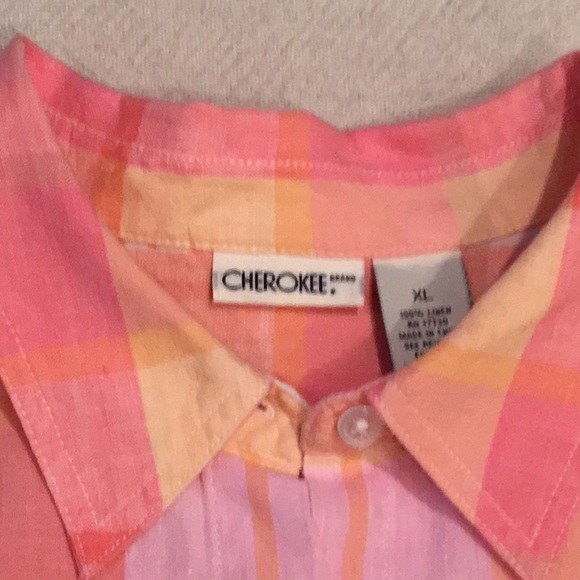 Cherokee | Vintage Plaid Linen Shirt XL - Picture 4 of 9